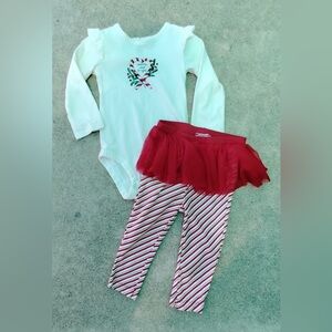 Carter's Christmas Candy Cane Stripe White and Red Kids Matching Set 12mo
